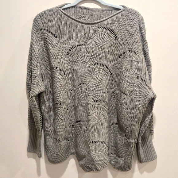 Boho Batwing Ruffle Hem Loose Knit Sweater - Picture 1 of 5